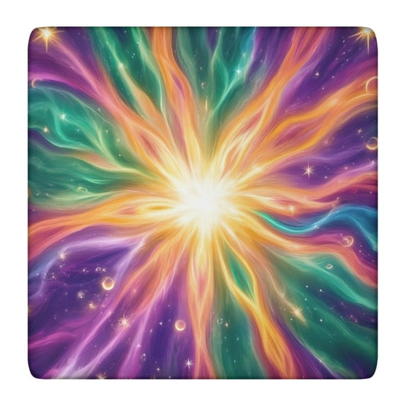 Colorful Tie Dye Burst Pattern Square Fitted Tablecloth with Elastic Edge,Square Table Cover,Washable Elastic Table Cover for Home Kitchen Party Decor 36"x36"