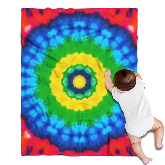 Colorful Tie Dye Circle Pattern Blanket,Comfortable Soft Flannel Throw Blanket,All Season,Warm Lightweight Blankets for Sofa Bed Couch Living Room Chair,30"x40"