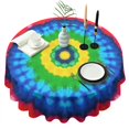 thumbnail image 1 of Colorful Tie Dye Circle Pattern Round Tablecloth 60"x60",Wrinkle Wipeable Table Cloth for Kitchen Dining Room Picnic Patio Party, 1 of 6