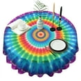 thumbnail image 1 of Colorful Tie Dye Circular Pattern Round Tablecloth 60"x60",Wrinkle Wipeable Table Cloth for Kitchen Dining Room Picnic Patio Party, 1 of 6