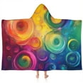 thumbnail image 1 of Colorful Tie Dye Circular Spiral Pattern Hooded Bath Towel，60"x35" for Ages 3 To 12 Kids, Quick Dry Lightweight Soft Microfiber Hood Beach Towel Cover Up for Kids, 1 of 7