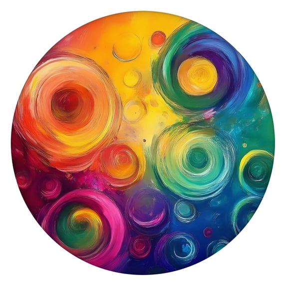 Colorful Tie Dye Circular Spiral Pattern Round Fitted Tablecloth with Elastic Edge,Dining Table Cover Waterproof,Outdoor Round Tablecloth for Camping,Dining,Indoor and Outdoor