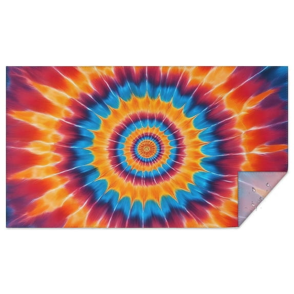 Colorful Tie Dye Concentric Circles Rectangle Tablecloth 60"x102",Waterproof Polyester Rectangle Table Cloth, Wipeable Spillproof Polyester Tablecloth for Dining, Camping, Indoor and Outdoor