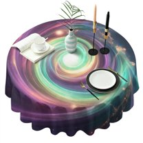 Colorful Tie Dye Cosmic Spiral Pattern Round Tablecloth 60"x60",Wrinkle Wipeable Table Cloth for Kitchen Dining Room Picnic Patio Party