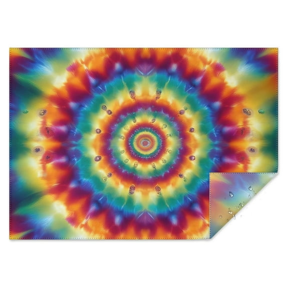 Colorful Tie Dye Dot Mandala Pattern Rectangle Tablecloth 60"x84",Waterproof Polyester Rectangle Table Cloth, Wipeable Spillproof Polyester Tablecloth for Dining, Camping, Indoor and Outdoor