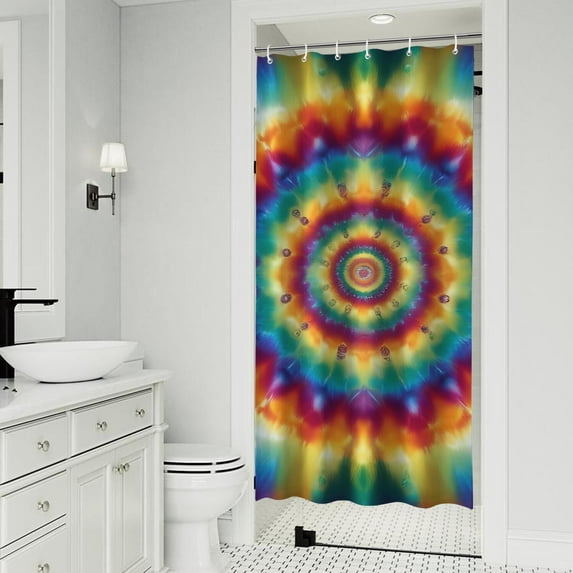 Colorful Tie Dye Dot Mandala Pattern Shower Curtain 36"x72" ,Bathroom Decorative Shower Curtains Set with 12 Hooks,Modern Waterproof Washable Shower Curtain