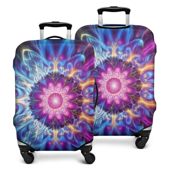 Colorful Tie Dye Flame Flower Pattern Luggage Cover Fashion Suitcase Cover Baggage Covers Fit 25-28 Inch Luggage (Go Travel)
