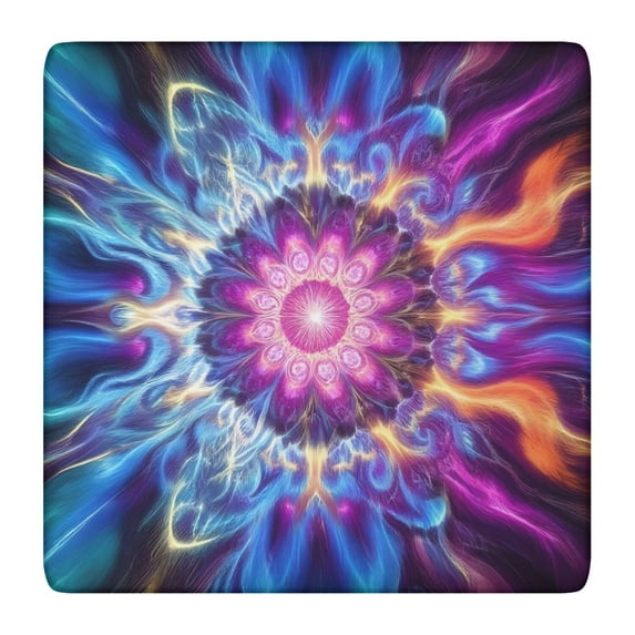 Colorful Tie Dye Flame Flower Pattern Square Fitted Tablecloth with Elastic Edge,Square Table Cover,Washable Elastic Table Cover for Home Kitchen Party Decor 36"x36"