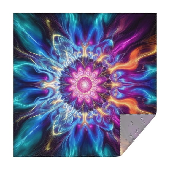 Colorful Tie Dye Flame Flower Pattern Square Tablecloth,Waterproof Square Table Cover,Wipeable Spillproof Washable Table Cover for Home Kitchen Party Decor 42"X42"(107x107cm)