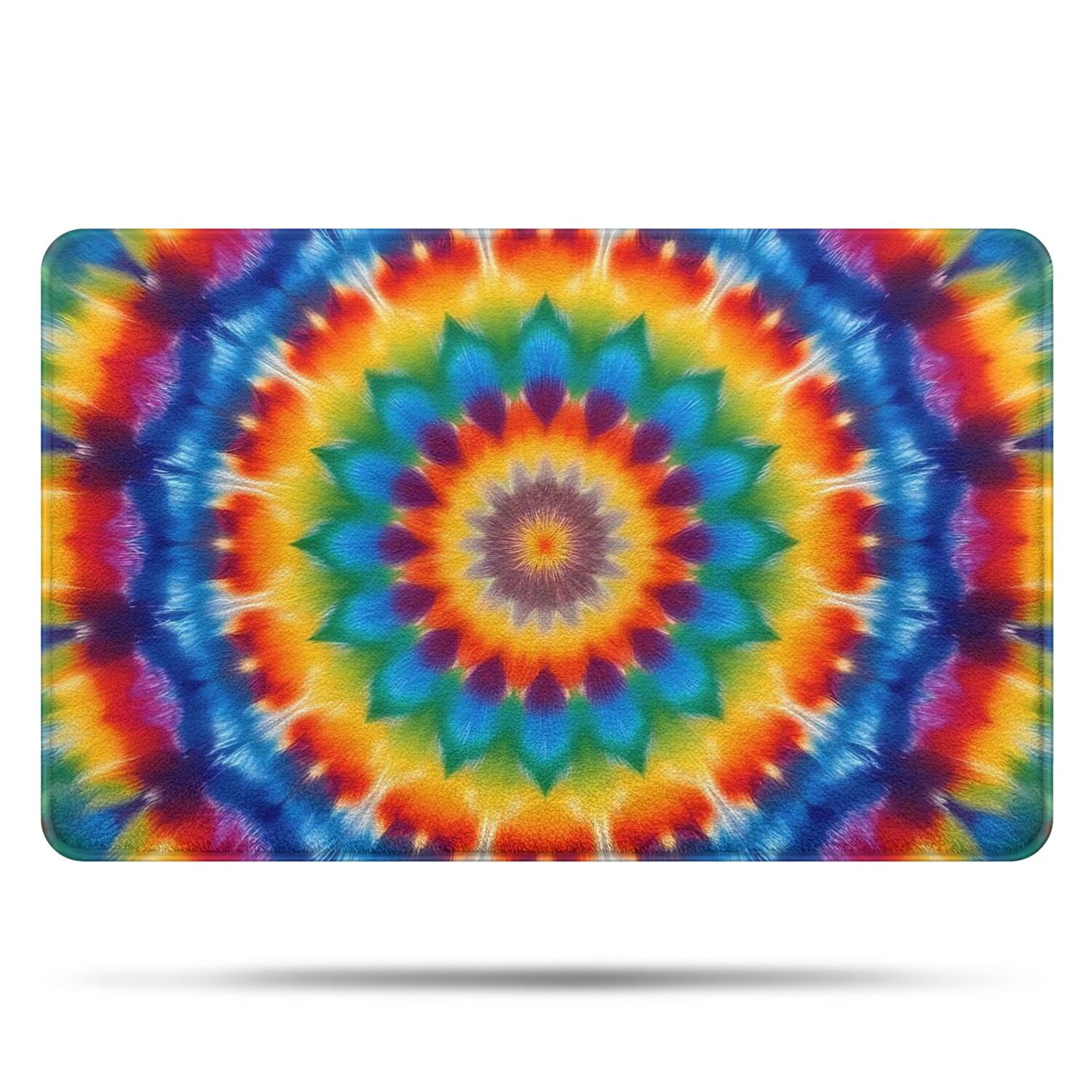 Colorful Tie Dye Floral Mandala Bathroom Rugs Mat,Non Slip Microfiber Bathroom Rug,Rubber Backing,Soft Bathroom Mats for Bathroom Floor,Tub and Shower,20x32in(50x80cm)