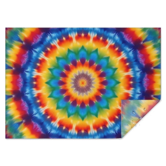Colorful Tie Dye Floral Mandala Rectangle Tablecloth 60"x84",Waterproof Polyester Rectangle Table Cloth, Wipeable Spillproof Polyester Tablecloth for Dining, Camping, Indoor and Outdoor