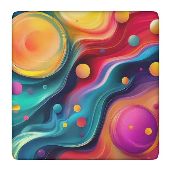 Colorful Tie Dye Flow Ball Pattern Square Fitted Tablecloth with Elastic Edge,Square Table Cover,Washable Elastic Table Cover for Home Kitchen Party Decor 36"x36"