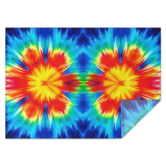 Colorful Tie Dye Flowe Rectangle Tablecloth 60"x84",Waterproof Polyester Rectangle Table Cloth, Wipeable Spillproof Polyester Tablecloth for Dining, Camping, Indoor and Outdoor
