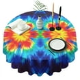 thumbnail image 1 of Colorful Tie Dye Flowe Round Tablecloth 60"x60",Wrinkle Wipeable Table Cloth for Kitchen Dining Room Picnic Patio Party, 1 of 6