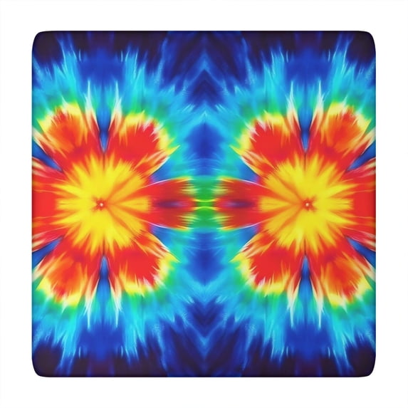Colorful Tie Dye Flowe Square Fitted Tablecloth with Elastic Edge,Square Table Cover,Washable Elastic Table Cover for Home Kitchen Party Decor 34"x34"
