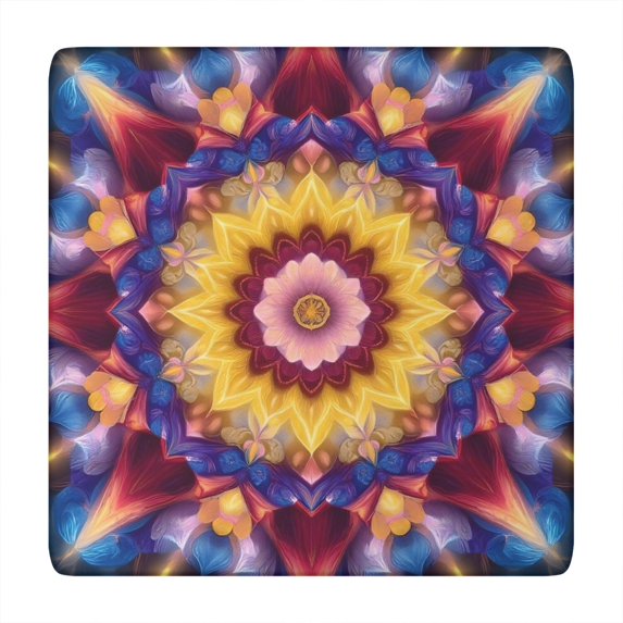Colorful Tie Dye Flower Mandala Pattern Square Fitted Tablecloth with Elastic Edge,Square Table Cover,Washable Elastic Table Cover for Home Kitchen Party Decor 34"x34"
