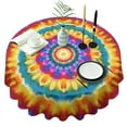 thumbnail image 1 of Colorful Tie Dye Layered Mandala Round Tablecloth 60"x60",Wrinkle Wipeable Table Cloth for Kitchen Dining Room Picnic Patio Party, 1 of 6