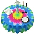 thumbnail image 1 of Colorful Tie Dye Lotus Pattern Round Tablecloth 60"x60",Wrinkle Wipeable Table Cloth for Kitchen Dining Room Picnic Patio Party, 1 of 6