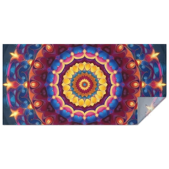 Colorful Tie Dye Luminous Mandala Pattern Rectangle Tablecloth 60"x120",Waterproof Polyester Rectangle Table Cloth, Wipeable Spillproof Polyester Tablecloth for Dining, Camping, Indoor and Outdoor