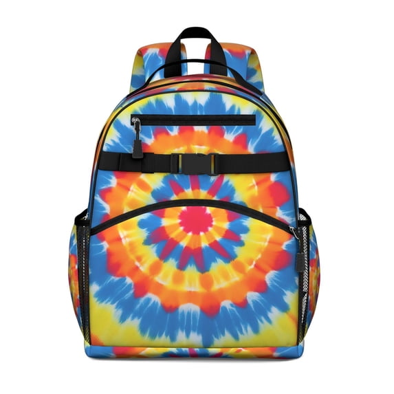 Colorful Tie Dye Mandala Backpack for School,Cute School Bag,Schoolbag with Adjustable Shoulder Straps & Padded Back,15.25"x11.5"x5.25"