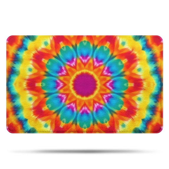 Colorful Tie Dye Mandala Pattern Bathroom Rugs Mat,Non Slip Microfiber Bathroom Rug,Rubber Backing,Soft Bathroom Mats for Bathroom Floor,Tub and Shower,20x32in(50x80cm)