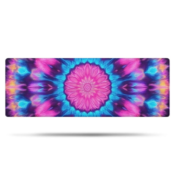 Colorful Tie Dye Mandala Pattern Bathroom Rugs Mat,Non Slip Microfiber Bathroom Rug,Rubber Backing,Soft Bathroom Mats for Bathroom Floor,Tub and Shower,47x17in(120x43cm)