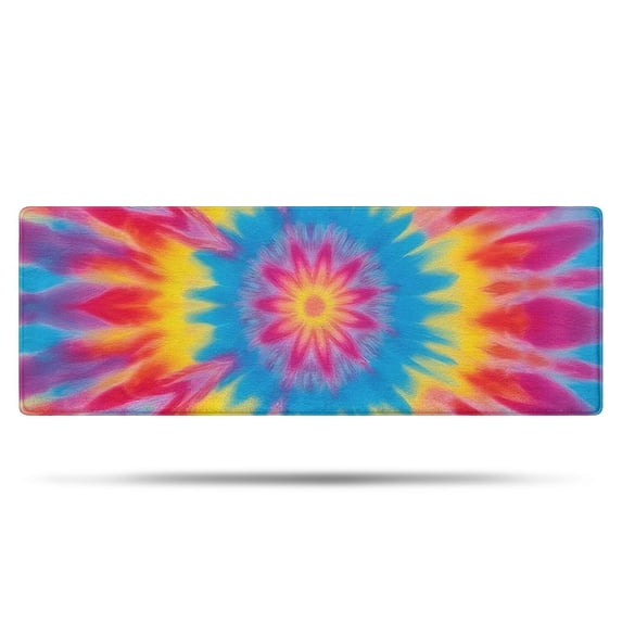 Colorful Tie Dye Mandala Pattern Bathroom Rugs Mat,Non Slip Microfiber Bathroom Rug,Rubber Backing,Soft Bathroom Mats for Bathroom Floor,Tub and Shower,47x17in(120x43cm)