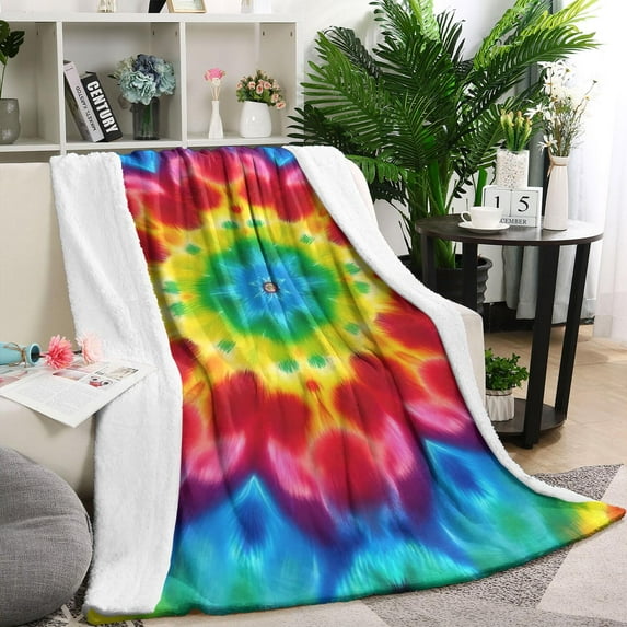 Colorful Tie Dye Mandala Pattern Blanket,Comfortable Soft Flannel Throw Blanket,All Season,Warm Lightweight Blankets for Sofa Bed Couch Living Room Chair,40"x50"