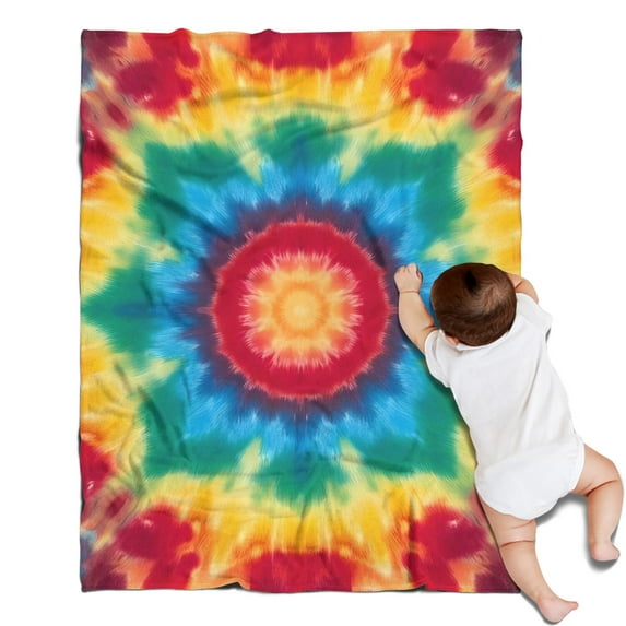 Colorful Tie Dye Mandala Pattern Blanket,Comfortable Soft Flannel Throw Blanket,All Season,Warm Lightweight Blankets for Sofa Bed Couch Living Room Chair,30"x40"