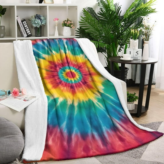 Colorful Tie Dye Mandala Pattern Blanket,Comfortable Soft Lamb Wool Throw Blanket,All Season,Warm Lightweight Blankets for Sofa Bed Couch Living Room Chair,40"x50"