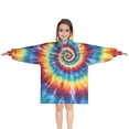 thumbnail image 1 of Colorful Tie Dye Mandala Pattern Blanket Hoodies for Kids 6-13YR Oversize Wearable Blanket Hoodies for Boys Girls Teens, 1 of 7