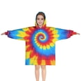 thumbnail image 1 of Colorful Tie Dye Mandala Pattern Blanket Hoodies for Kids 6-13YR Oversize Wearable Blanket Hoodies for Boys Girls Teens, 1 of 7