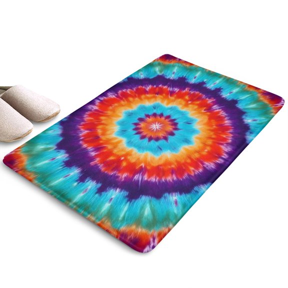 Colorful Tie Dye Mandala Pattern Flannel Non Slip Door Rugs,Washable Door Mats Indoor,Decorative Door Mats,Dirt-Resistant and Absorbent Doormat for Entrance,Bedroom,Kitchen,Bathroom,23.5x16in(60x40cm)