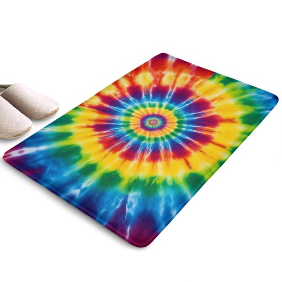 Colorful Tie Dye Mandala Pattern Flannel Non Slip Door Rugs,Washable Door Mats Indoor,Decorative Door Mats,Dirt-Resistant and Absorbent Doormat for Entrance,Bedroom,Kitchen,Bathroom,23.5x16in(60x40cm)