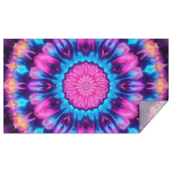 Colorful Tie Dye Mandala Pattern Rectangle Tablecloth 60"x102",Waterproof Polyester Rectangle Table Cloth, Wipeable Spillproof Polyester Tablecloth for Dining, Camping, Indoor and Outdoor
