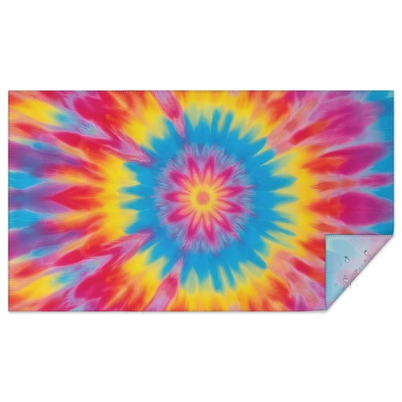 Colorful Tie Dye Mandala Pattern Rectangle Tablecloth 60"x102",Waterproof Polyester Rectangle Table Cloth, Wipeable Spillproof Polyester Tablecloth for Dining, Camping, Indoor and Outdoor