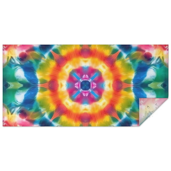 Colorful Tie Dye Mandala Pattern Rectangle Tablecloth 60"x120",Waterproof Polyester Rectangle Table Cloth, Wipeable Spillproof Polyester Tablecloth for Dining, Camping, Indoor and Outdoor