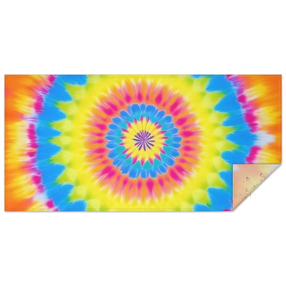 Colorful Tie Dye Mandala Pattern Rectangle Tablecloth 60"x120",Waterproof Polyester Rectangle Table Cloth, Wipeable Spillproof Polyester Tablecloth for Dining, Camping, Indoor and Outdoor