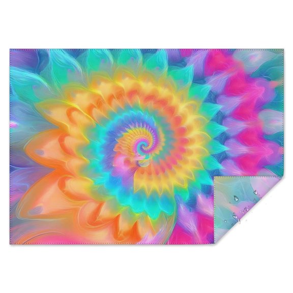 Colorful Tie Dye Mandala Pattern Rectangle Tablecloth 60"x84",Waterproof Polyester Rectangle Table Cloth, Wipeable Spillproof Polyester Tablecloth for Dining, Camping, Indoor and Outdoor