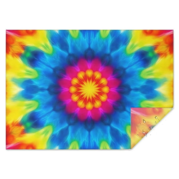 Colorful Tie Dye Mandala Pattern Rectangle Tablecloth 60"x84",Waterproof Polyester Rectangle Table Cloth, Wipeable Spillproof Polyester Tablecloth for Dining, Camping, Indoor and Outdoor