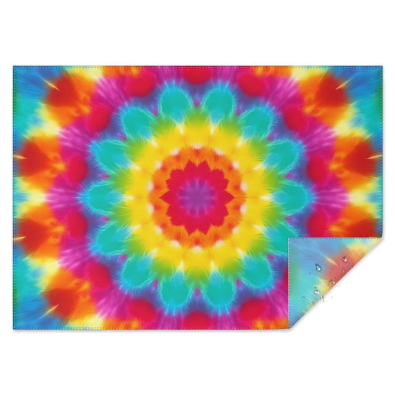 Colorful Tie Dye Mandala Pattern Rectangle Tablecloth 60"x84",Waterproof Polyester Rectangle Table Cloth, Wipeable Spillproof Polyester Tablecloth for Dining, Camping, Indoor and Outdoor