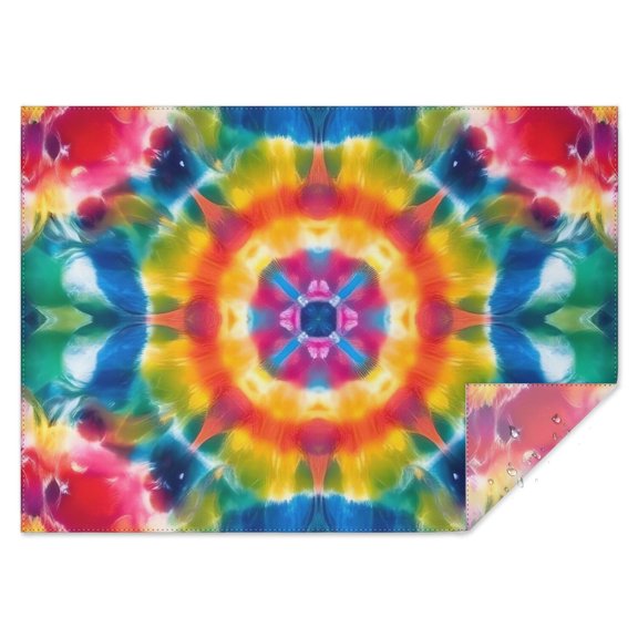 Colorful Tie Dye Mandala Pattern Rectangle Tablecloth 60"x84",Waterproof Polyester Rectangle Table Cloth, Wipeable Spillproof Polyester Tablecloth for Dining, Camping, Indoor and Outdoor