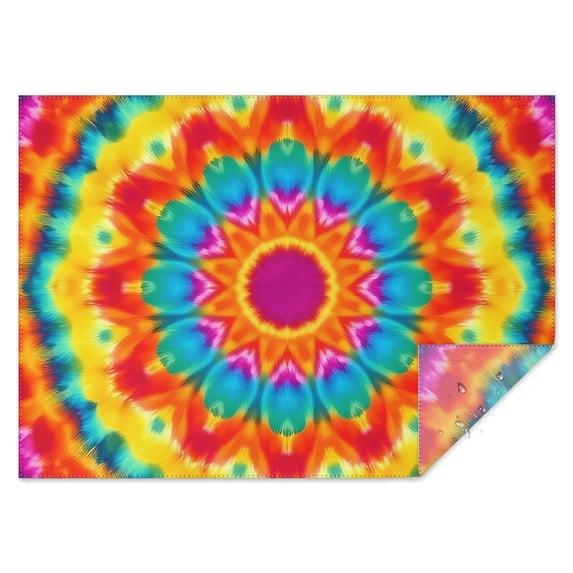 Colorful Tie Dye Mandala Pattern Rectangle Tablecloth 60"x84",Waterproof Polyester Rectangle Table Cloth, Wipeable Spillproof Polyester Tablecloth for Dining, Camping, Indoor and Outdoor