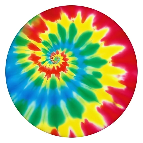 Colorful Tie Dye Mandala Pattern Round Fitted Tablecloth with Elastic Edge,Dining Table Cover Waterproof,Outdoor Round Tablecloth for Camping,Dining,Indoor and Outdoor