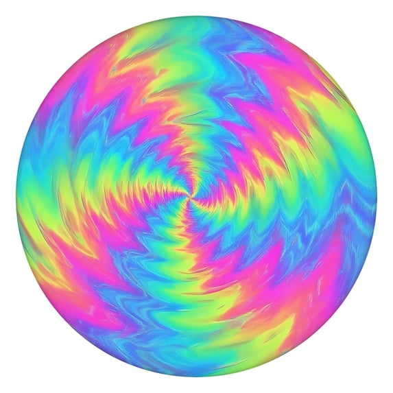 Colorful Tie Dye Mandala Pattern Round Fitted Tablecloth with Elastic Edge,Dining Table Cover Waterproof,Outdoor Round Tablecloth for Camping,Dining,Indoor and Outdoor