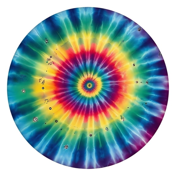 Colorful Tie Dye Mandala Pattern Round Fitted Tablecloth with Elastic Edge,Dining Table Cover Waterproof,Outdoor Round Tablecloth for Camping,Dining,Indoor and Outdoor