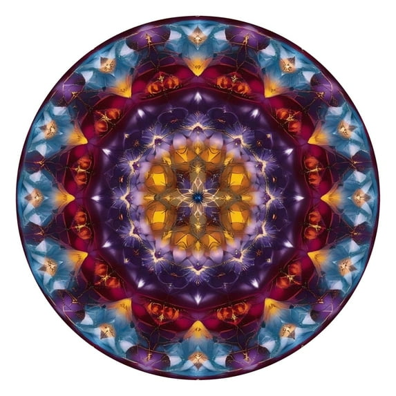 Colorful Tie Dye Mandala Pattern Round Fitted Tablecloth with Elastic Edge,Dining Table Cover Waterproof,Outdoor Round Tablecloth for Camping,Dining,Indoor and Outdoor