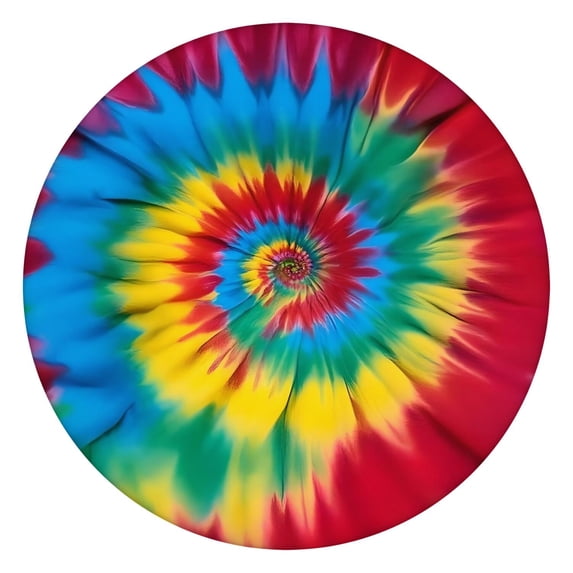 Colorful Tie Dye Mandala Pattern Round Fitted Tablecloth with Elastic Edge,Dining Table Cover Waterproof,Outdoor Round Tablecloth for Camping,Dining,Indoor and Outdoor