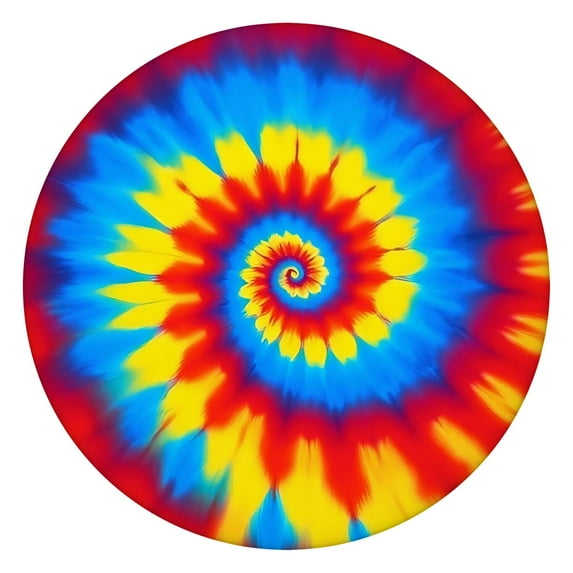 Colorful Tie Dye Mandala Pattern Round Fitted Tablecloth with Elastic Edge,Dining Table Cover Waterproof,Outdoor Round Tablecloth for Camping,Dining,Indoor and Outdoor