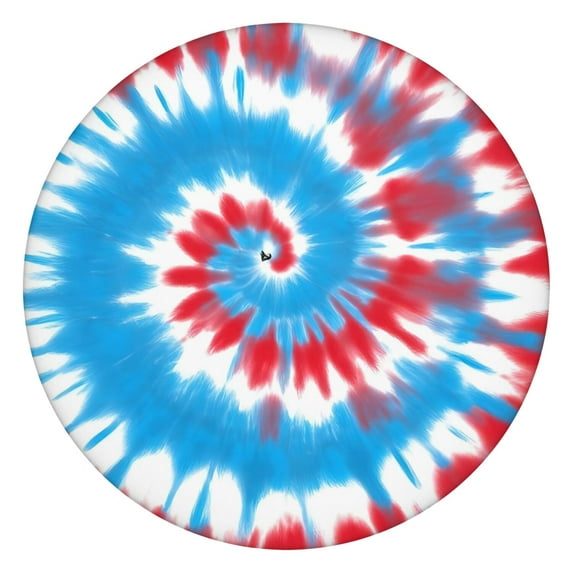 Colorful Tie Dye Mandala Pattern Round Fitted Tablecloth with Elastic Edge,Dining Table Cover Waterproof,Outdoor Round Tablecloth for Camping,Dining,Indoor and Outdoor